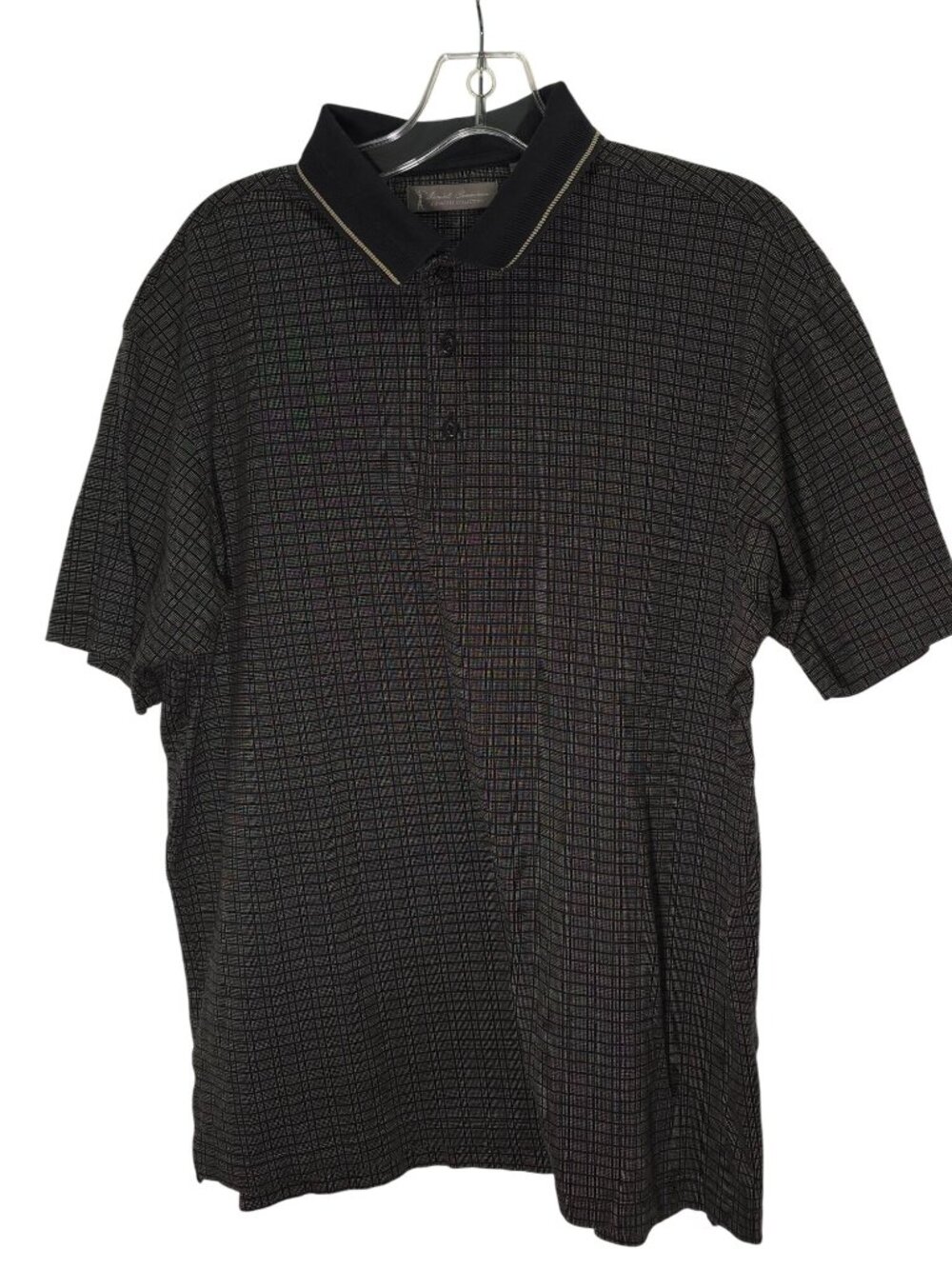 David Taylor Black Grid Polo Shirt Short Sleeve Lightweight Men's L - Picture 5 of 5